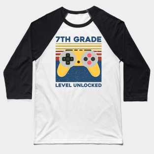 Kids 7th Grade Level Unlocked Back To School Video Gamer Baseball T-Shirt